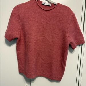 ZARA Women's Short Sleeve Knit Top - Rose Pink